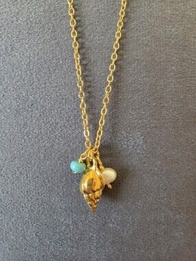 NWT Mayamar Gold Plated 24K Seashell and Turquoise/ Pearl  Necklace